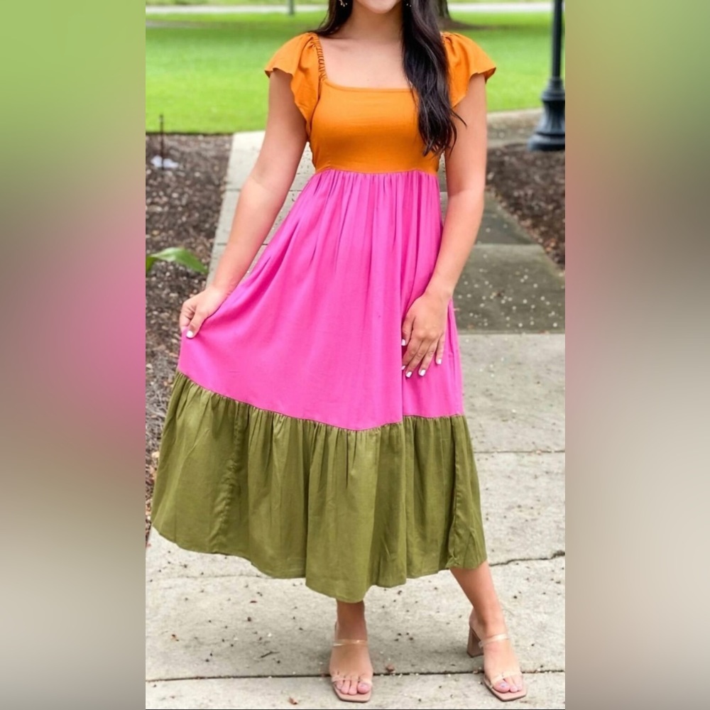 Color block maxi dress
